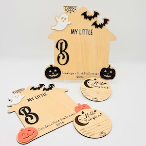 My First Halloween Baby Footprint Keepsake | DIY Halloween Craft | Handprint Art Sign | Halloween Decor | ghost craft | Custom Engraved Sign