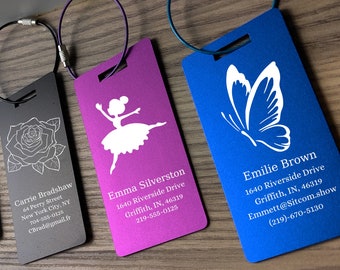 Large Engraved Aluminum Tag, Personalized Metal Luggage Tag, Travel Gift, Backpack tag, Bag ID, Custom Images, Logos, Suitcase tag