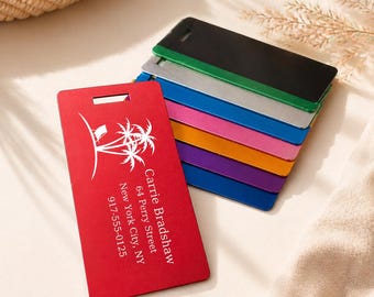 Engraved Aluminum Tag, Personalized Metal Luggage Tag, Travel Gift, Bag ID, Custom Images, Logos, Suitcase tag, Backpack tag