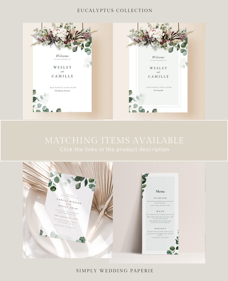 Modèle de carte RSVP, Boho Eucalyptus Wedding Invitation Insert, Printable Greenery Wedding Card image 10