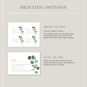 Modèle de carte RSVP, Boho Eucalyptus Wedding Invitation Insert, Printable Greenery Wedding Card image 5