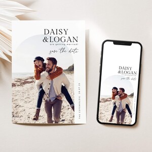 Save the Date with Photo | Templates | Boho | Wedding Invitation Template | Digital Download
