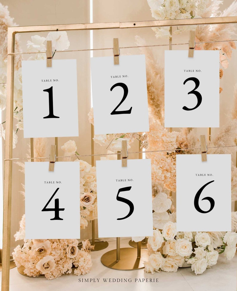Minimalist Table Number Sign Template Printable Wedding Table Sign Digital Download image 1