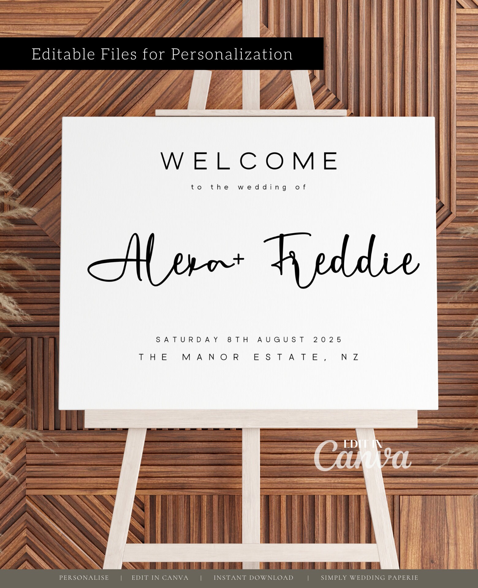 Welcome Sign Template Handwritten Font Wedding Signage Wedding Welcome ...