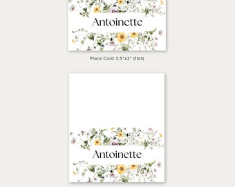 Modern Boho Name Card | Wildflower Place Card Template | Floral Place Cards | Printable Seat Card Template | Do it yourself | Wedding