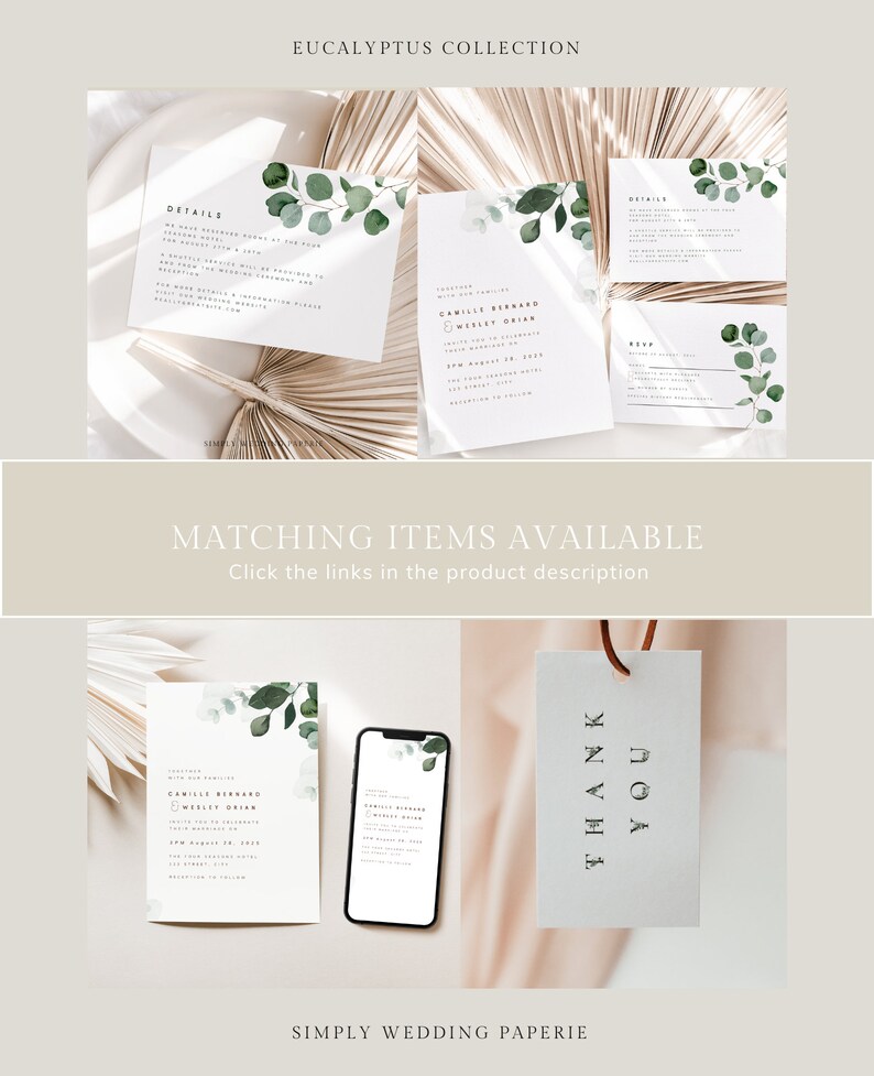 RSVP Card Template, Boho Eucalyptus Wedding Invitation Insert, Printable Greenery Wedding Card image 9