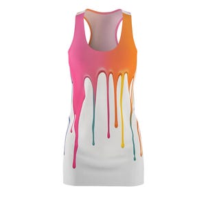 Vibrant Drip Racerback Dress, Summer Dress, Casual Dress, Colorful Dress, Festival Wear, Beach Outfit