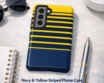 Blue & Yellow Striped Phone Case | Stylish, Durable Protection