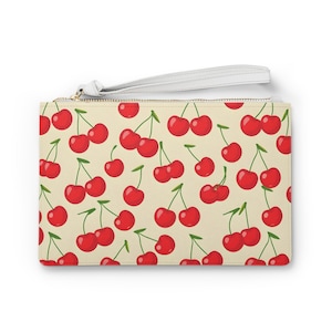 Sweet Cherry Print Clutch Bag | Cute Handbag for Summer, Gift for Her, Beach Accessory, Party Essential, Cosmetic Organizer