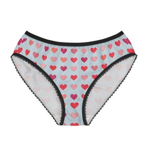 Cute Heart Print Women&#39;s Briefs, Valentine&#39;s Day Lingerie, Everyday Comfort Panties, Cute Underwear, Gift for Her