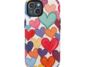 カラフルなハートのiPhoneケース：丈夫なマグネット式ラブデザイン