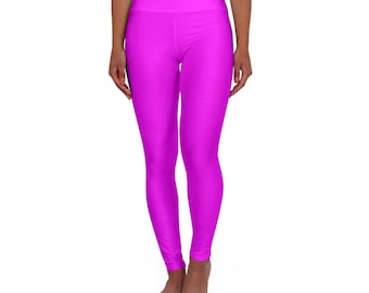 Leggings rosa acceso tinta unita / Leggings da yoga a vita alta