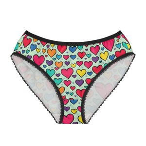 Colorful Heart Print Women&#39;s Briefs - Cute Underwear for Everyday Wear, Valentine&#39;s Day Gift, Comfortable Lingerie, Fun Fashion
