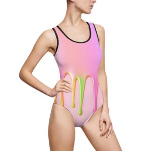 Lebhafter Tropfen einteiliger Badeanzug, Damen Badeanzug, Sommer Bademode, Pool Party Outfit, Bademode, Urlaubs Essentials