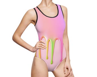 Costume intero Vibrant Drip: costume da bagno estivo da donna