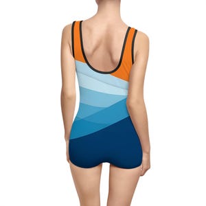 Vintage Women's Swimsuit with Cap Finistère Design, Retro Bathing Suit, Beachwear, Swimwear, Summer Vacation Outfit, Pool Party Essentials