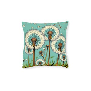 Dandelion Dream Square Pillow - Light Pink Cozy Cushion for Home Decor, Boho Pillow, Gift for Her, Living Room Accent