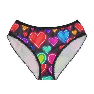 Colorful Heart Women&#39;s Briefs - Fun Lingerie, Affordable Panties, Cute Gifts, Valentine&#39;s Day, Everyday Comfort