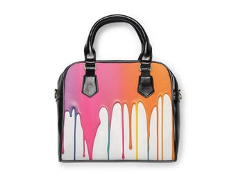 Sac à bandoulière multicolore dégoulinant de peinture : sac à main tendance en cuir PU