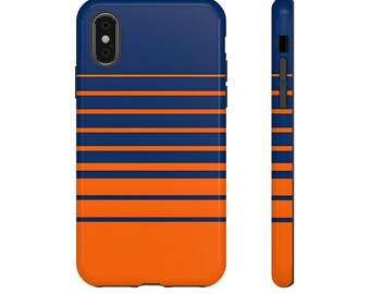 Bold Stripe Tough Phone Case: Orange and Blue Mobile Cover