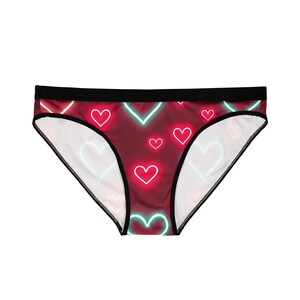 Colorful Heart Print Women&#39;s Underwear, Cute Lingerie, Valentine&#39;s Day Gift, AOP Intimates, Everyday Comfort, Fun Undergarments