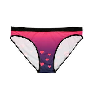 Womens Heart Print Underwear, Cute Cheeky Panties for Everyday Wear, Gift for Her, Lingerie for Valentines Day, Comfortable Briefs