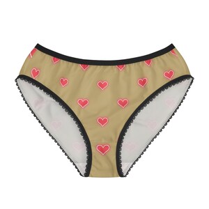 Heart Pattern Women&#39;s Briefs, Cute Loungewear, Valentine&#39;s Day, Everyday Comfort, Gifts for Her