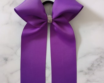 Rhinestone Center Long Tail Game Day Cheer Bow