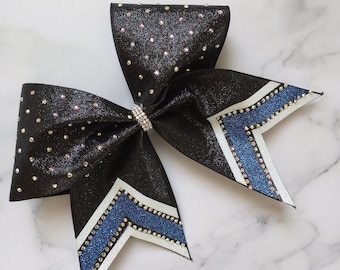Multicolor Tail Glitter and Rhinestone Competition Cheer Bow