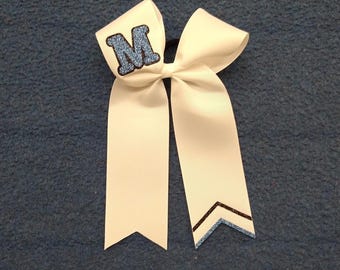 Loop Letter and Tail Stipe Customizable Game Day Long Tail Cheer Bow