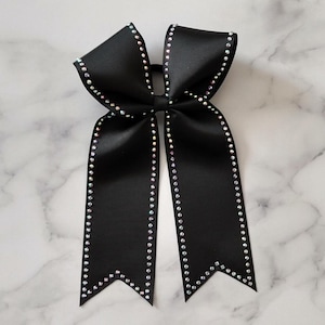 Rhinestone Outline Long Tail Cheer Bow