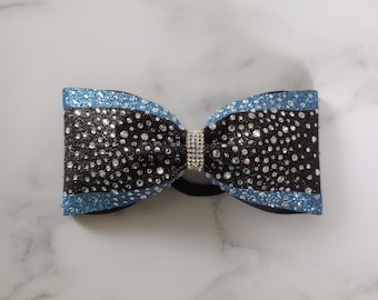 Striped Tailless Rhinestone Cheer Bow