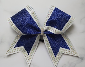 Outline with Rhinestones Glitter Cheer Bow