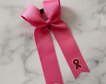 Pink Out Long Tail Awareness Cheer Bow