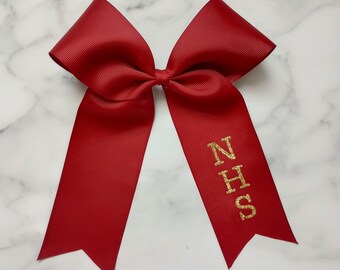 School Letter Long Tail Customizable Game Day Cheer Bow