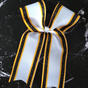 Striped Long tail Customizable Game Day Cheer Bow