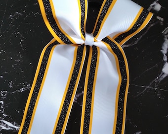 Striped Long tail Customizable Game Day Cheer Bow