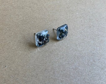 Blue rock stud earrings