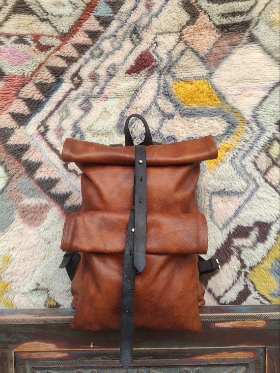 Handcrafted Moroccan Leather Backpack _ Rustic Elegace With  display picture 1