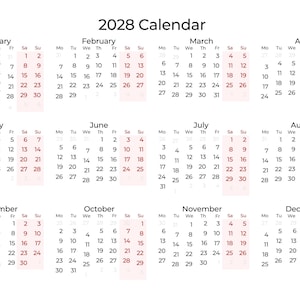 Kalendarze miesięczne 2025-2030, Kalendarze miesięczne 2025-2030 Poziome, Szablon kalendarza do druku PDF, Kalendarz roczny, Początek poniedziałku