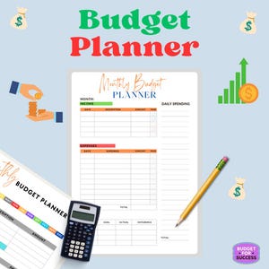 Monthly Budget Template: Budgeting Worksheet, Monthly Budget Sheet Printable, Money Log - A4-A5-Letter-Half Letter Printable Journal pages
