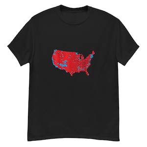 Wahlergebnis Karte Unisex T-Shirt, Red Wave Karte der USA im Präsidentschaftswahl T-Shirt 2024, bessere Abdeckung als 5G Wahlkarte Shirt