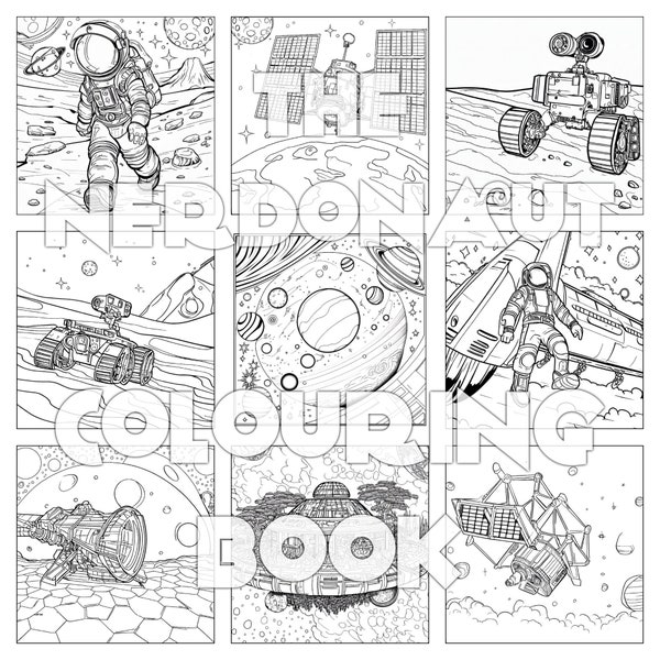 20 Space Colouring Pages for Little Geeks and Space Explorers (instant download)