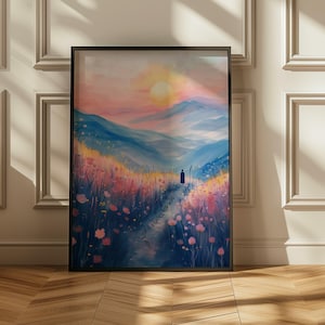 Serene Sunrise Path Digitaler Kunstdruck, aufbauendes Zitat für psychische Gesundheit, inspirierendes Wanddekor, tägliche Affirmation Geschenk, Bewältigungsfähigkeiten