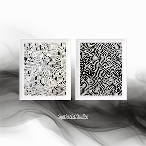 Aboriginal Digital Art Print, Black And White Wall Art, Australian Native, Dot Painting, Op Art