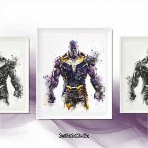 Cyfrowy wydruk artystyczny Villain, Galeria akwareli, Fan Art Superhero, Sztuka pokojowa Villain, Dekoracja pokoju gier, Bohater komiksu