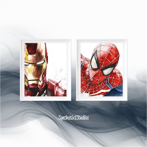 Superhero Digital Art Print, Comic Book Wall Art, Watercolour Fan Art, Close Up