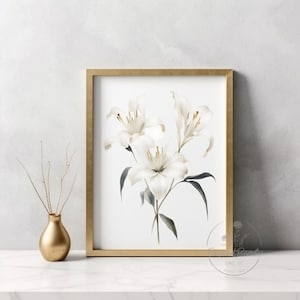 Pressed Italian Wildflower Art Print | Vintage Boho Antique Cottage Style Print of Lilly Flower | Botanical Printable Wall Art | IWC-8