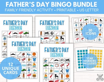 Gra w bingo na Dzień Ojca | Aktywność rodzinna, do druku (do natychmiastowego pobrania)