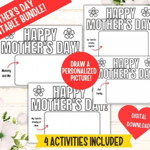 Mothers Day Coloring Activity | Printable Coloring Sheets | Kids Personalized Hand Drawn and Colored Pictures | School Activity for Students